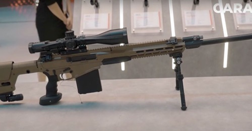 The Caracal CSA 338 on display at the IDEX 2021 conference.