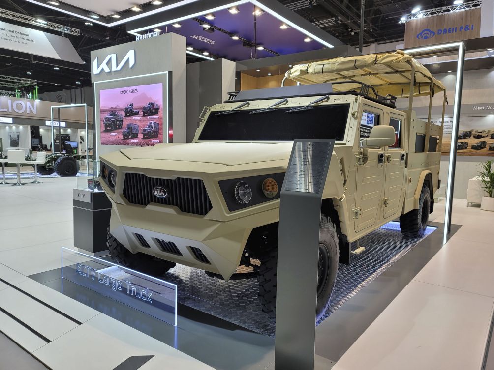 Kia showcased two light tactical defence vehicle concepts at IDEX 2021, including the Light Tactical Cargo Truck (seen here).  (Kia Corporation)