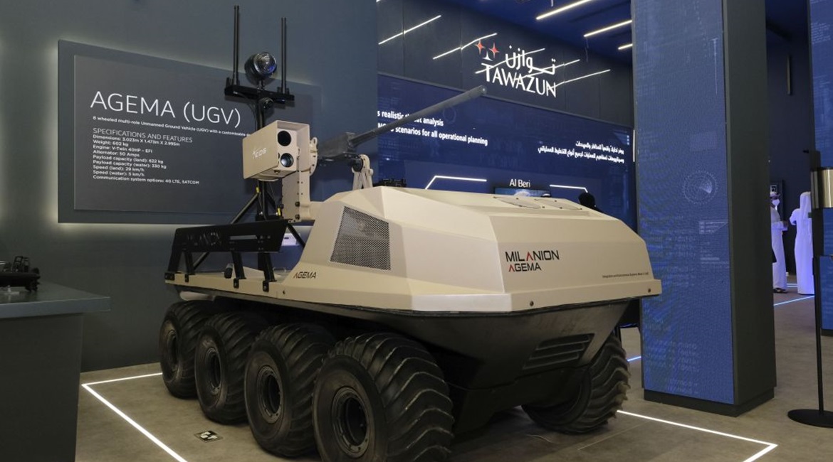 The Agema fitted with the EOS R150 ultra-light ROWS on display at IDEX.