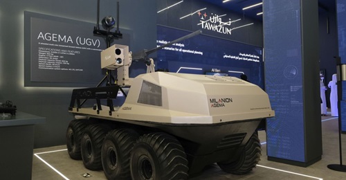 The Agema fitted with the EOS R150 ultra-light ROWS on display at IDEX.