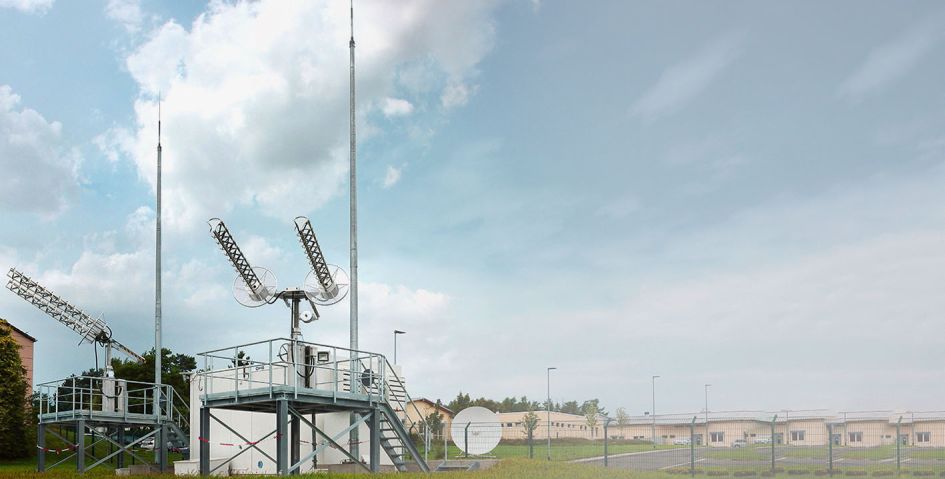 A fixed-station UHF radio satellite communications installation. (ViaSat )