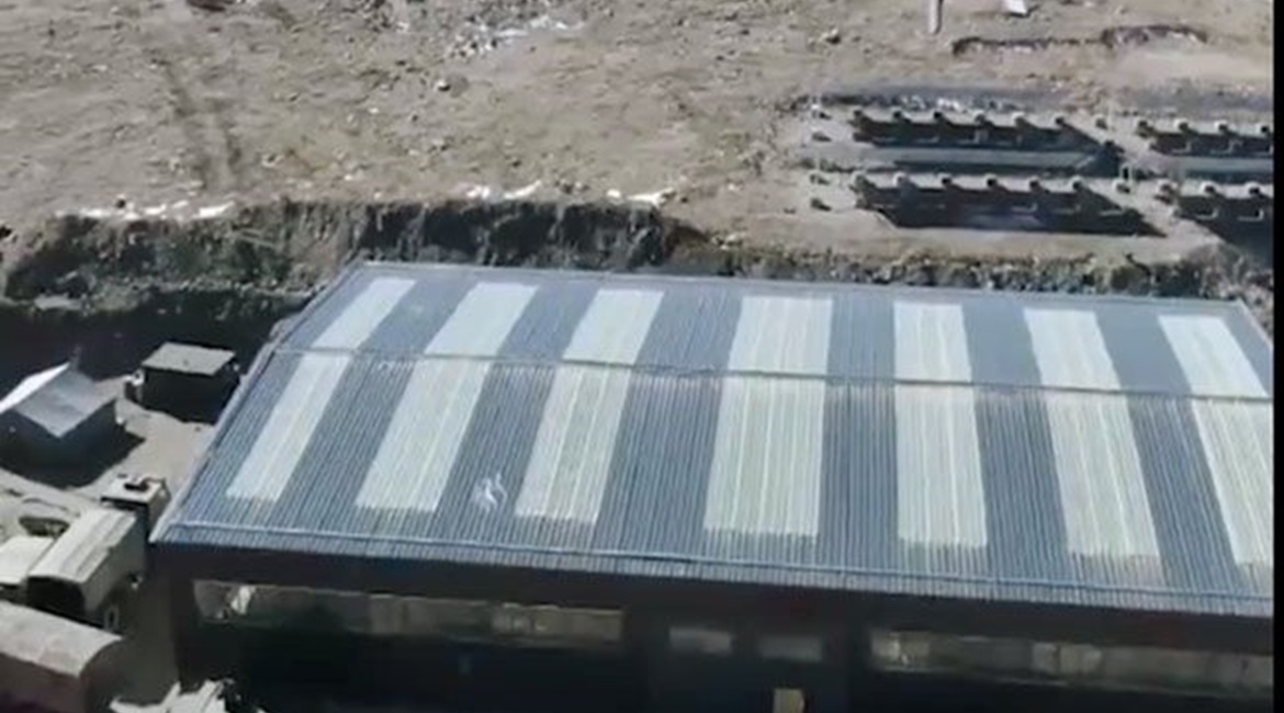 A screengrab from CCTV footage released on 26 February showing the new training facility erected for PLA border defence troops in Tibet at an altitude of 5,371 m above sea level.