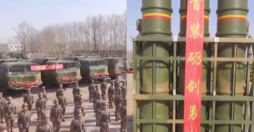 A screengrab from CCTV footage released on 28 February showing that an air-defence brigade with the PLA's 78th Group Army recently received HQ-16 SAM systems.