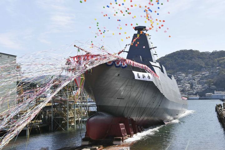 
        MHI launched 
        Mogami
        , the second of a planned fleet of 22 3,900 tonne-class multirole frigates for the JMSDF, in a ceremony held on 3 March at the company’s Nagasaki Shipyard & Machinery Works.
       (JMSDF)