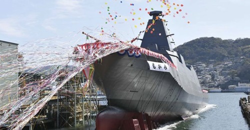 MHI launched 
        
        , the second of a planned fleet of 22 3,900 tonne-class multirole frigates for the JMSDF, in a ceremony held on 3 March at the company's Nagasaki Shipyard & Machinery Works.