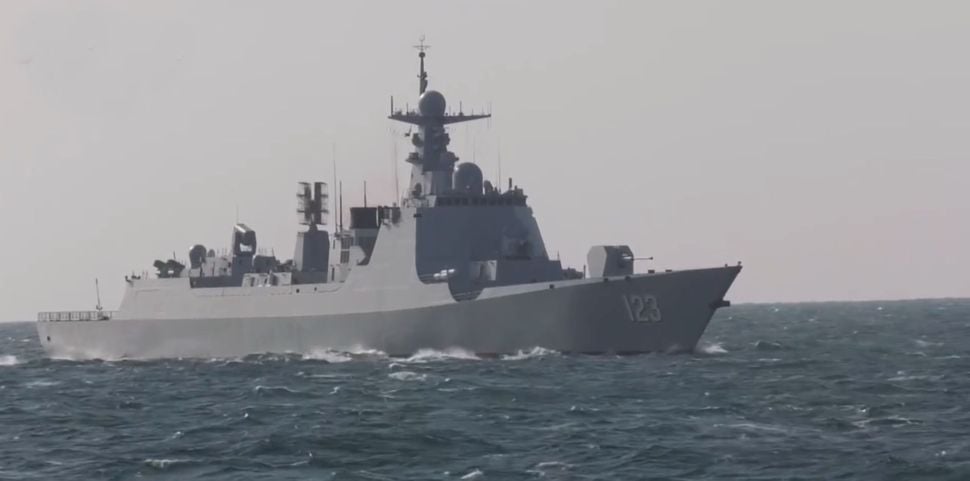
        A screengrab from video footage released by CNR on 2 March showing stretched Type 052D (Luyang III)-class destroyer 
        Huainan
         during recently conducted exercises in the Yellow Sea. 
        Huainan
        ’s participation, along with seven other warships, confirms that the vessel is now service with the PLAN.  
       (Via CRN/China Central Television)