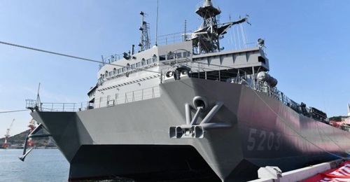 The JMSDF commissioned 
        
        , its third Hibiki-class ocean surveillance ship, in a ceremony held on 4 March in Tamano City, southern Okayama Prefecture.