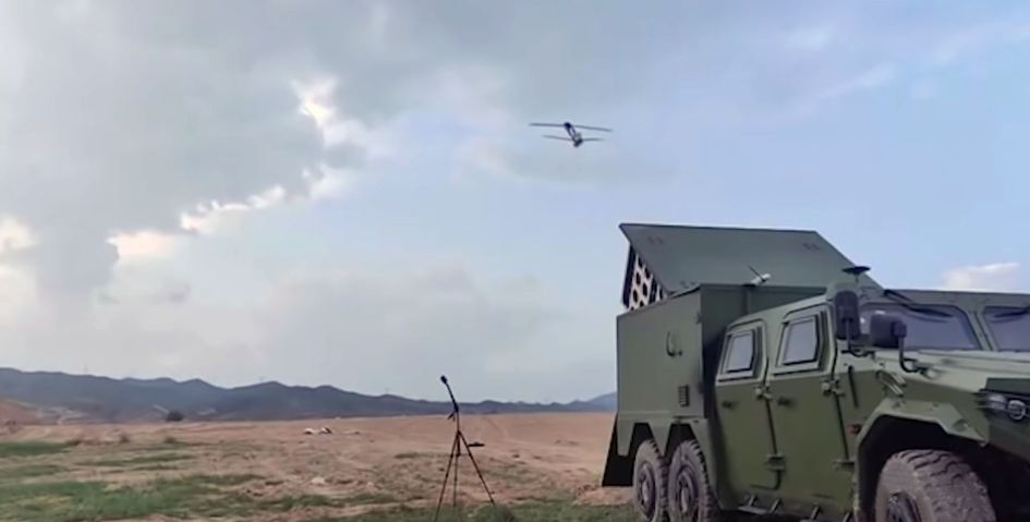 The increased integration of unmanned systems and manned platforms (in this case a modified Dongfeng Mengshi 6×6 CTL181A armoured vehicle) is a target under China’s new 14th Five Year Plan. (CETC)