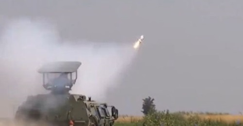A screengrab from video footage released on 8 March showing what CCTV described as a new anti-tank guided missile. The weapon was launched from what appeared to be a modified CSK181 4×4 armoured vehicle.
