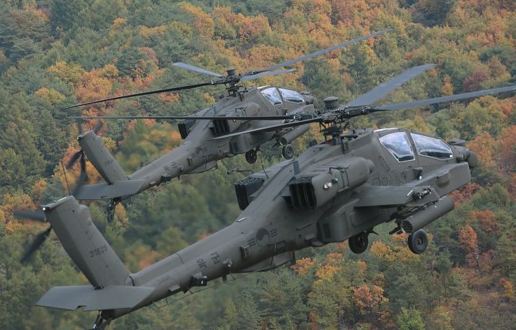 
        Two RoKA AH-64E Apache attack helicopters. 
        Janes
         learned on 3 March that the service is considering acquiring 36 new attack helicopters (of an unspecified model) to add to its current fleet of 36 AH-64Es, thus achieving 1:1 replacement of its legacy Bell AH-1S rotorcraft.
       (RoKA)