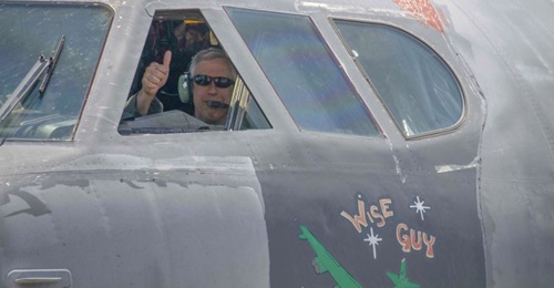 Seen after its maiden flight from the boneyard in 2019, 'Wise Guy' has now been fully restored and returned to service at Minot AFB, North Dakota.