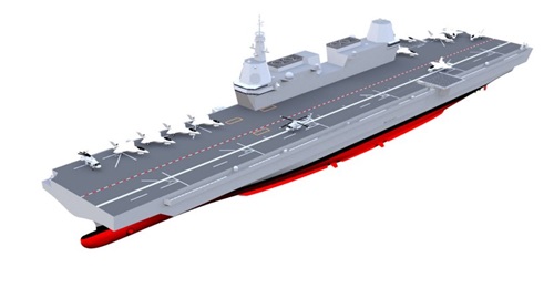A CGI showing the conceptual design of South Korea's proposed future light aircraft carrier.