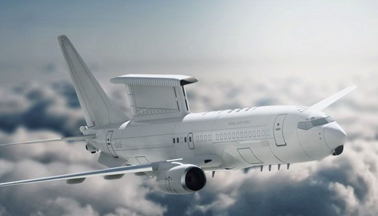 An artist’s impression of the E-7A Wedgetail AEW1 in UK service. A planned procurement of five such platforms has now been reduced to just three. (Crown Copyright)