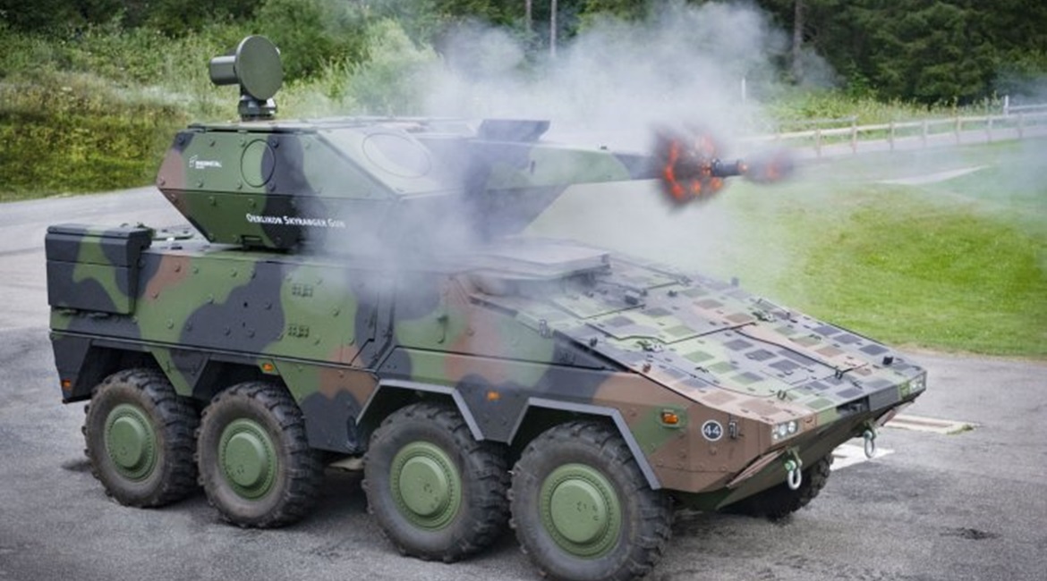 Among the systems Rheinmetall is offering for NNbS is its Skyranger 35, pictured being demonstrated against UAVs at its Ochsenboden firing range in Switzerland in September 2018.