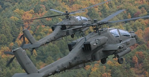 Two RoKA AH-64E Apache attack helicopters. DAPA announced on 31 March that South Korea has earmarked KRW3.17 trillion to acquire an additional 36 foreign-made attack helicopters by 2028 to add to its current fleet of 36 AH-64Es, thus achieving 1:1 repl...