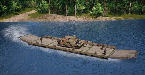 The PFM XP in the ferry version shown here can lift the M1A2 SEPv3 Abrams, Challenger 2, Leopard 2A7, Ariete, Altay, K2A1 Black Panther, and Leclerc MBTs.