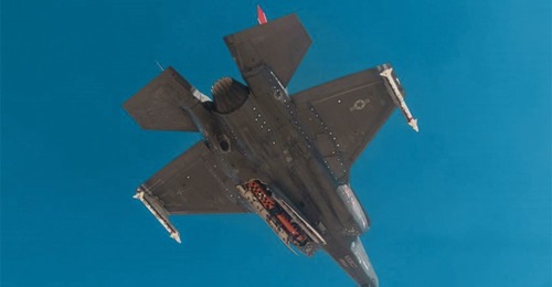 An instrumented Joint Strike Missile (JSM) in the weapons bay of the F-35A AF-01 instrumented test platform prior to one of two successful JSM initial in-flight releases over Edwards Air Force Base, California, in February. The RNoAF plans a JSM full o...