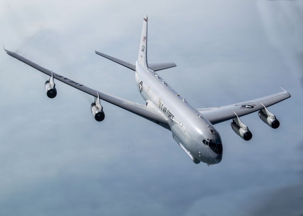 USAF E-8C JSTARS aircraft like the one pictured have been tracked flying along Belarus’s western border four times since 1 April. (USAF)