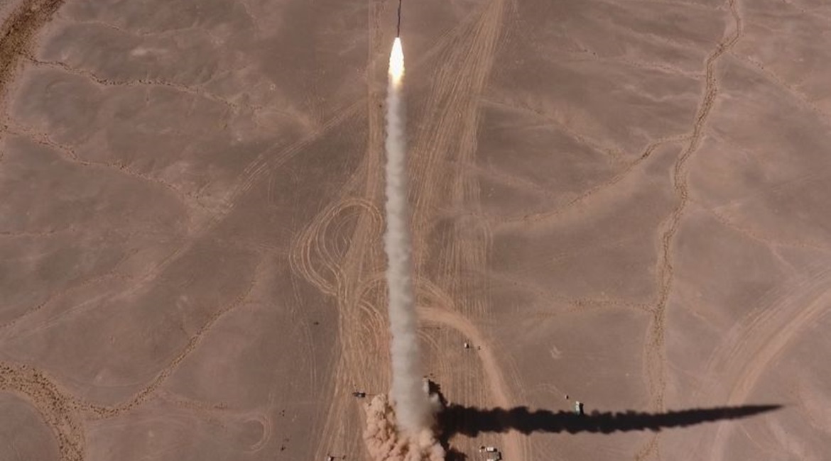 Aerial view of a Barak ER interceptor launch during live fire trials at the IAI test range in the Negev Desert in March.