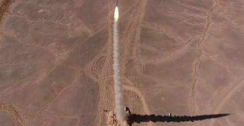 Aerial view of a Barak ER interceptor launch during live fire trials at the IAI test range in the Negev Desert in March.