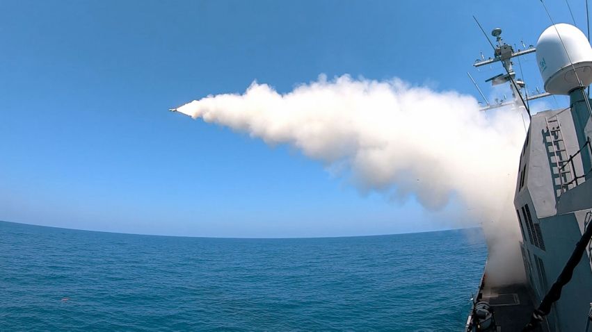 
        IAI has captioned this image simply as ‘live firing from a ship’ with no additional detail. However, 
        Janes
         understands that this is an image of the latest generation Gabriel V anti-ship missile being fired from an unidentified Israel Navy Saar 5-class corvette in September 2020. IAI declined to comment on this detail.
       ( Israel Aerospace Industries)