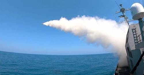 IAI has captioned this image simply as 'live firing from a ship' with no additional detail. However, 
        
         understands that this is an image of the latest generation Gabriel V anti-ship missile being fired from an unidentified Isr...