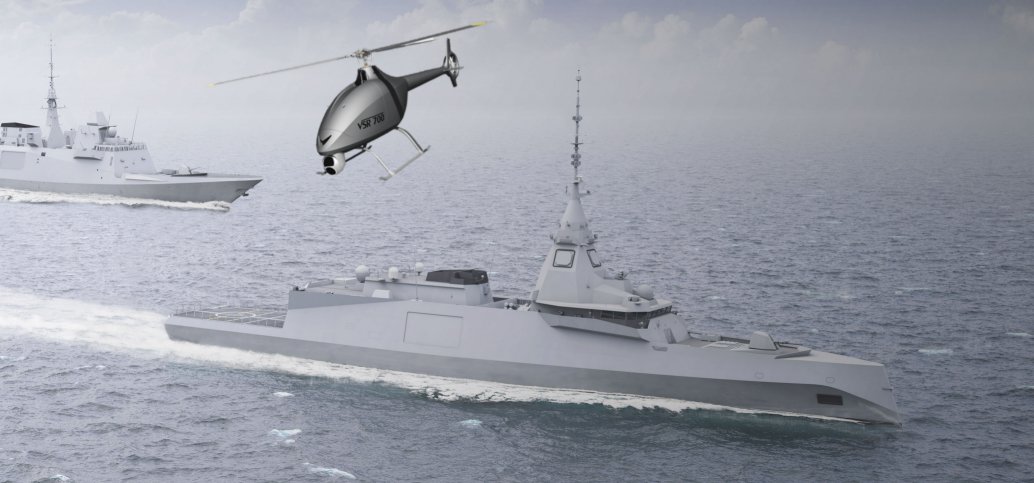 An artist’s impression of Naval Group-Airbus Helicopters VSR700 shipborne UAV. (Naval Group-Airbus Helicopters)