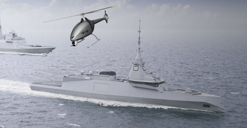 An artist's impression of Naval Group-Airbus Helicopters VSR700 shipborne UAV.