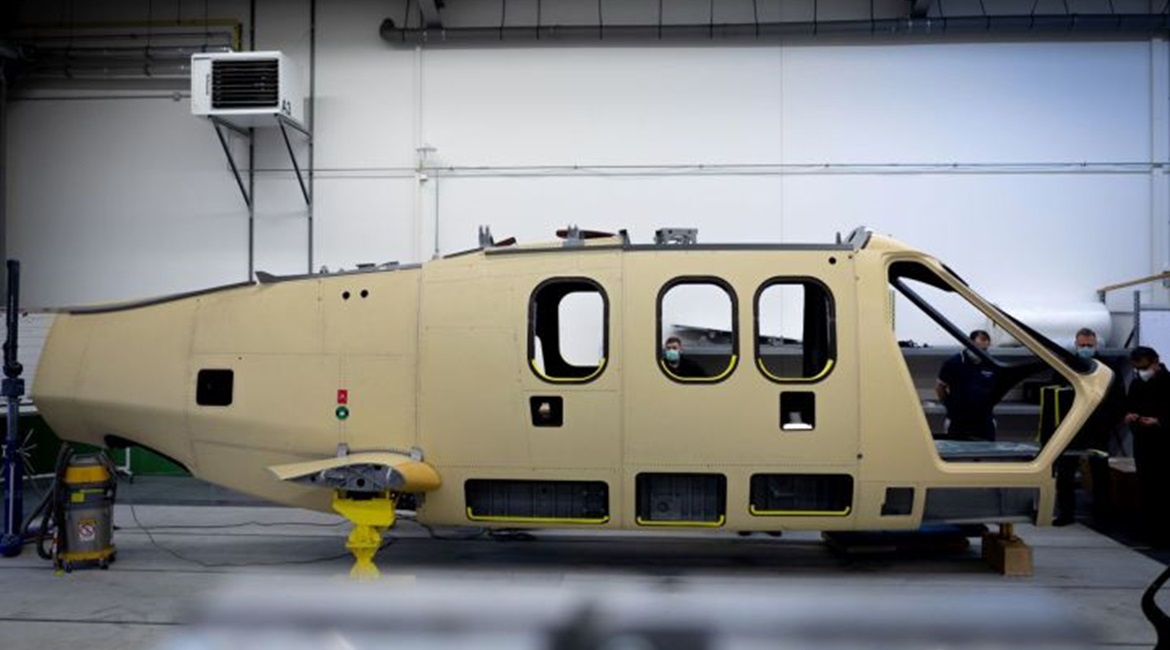 The Airbus RACER high-speed helicopter in assembly in April. Flight trials are due to begin in 2022.