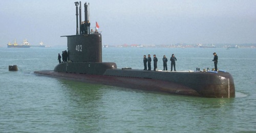 Indonesian SSK KRI 
        
        , seen here in a file photo, was reported missing in the Bali Sea on 21 April.