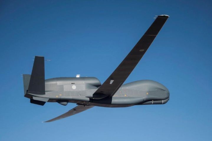 The first of three Global Hawk HALE UAVs for Japan made its maiden flight on 15 April. (Northrop Grumman)