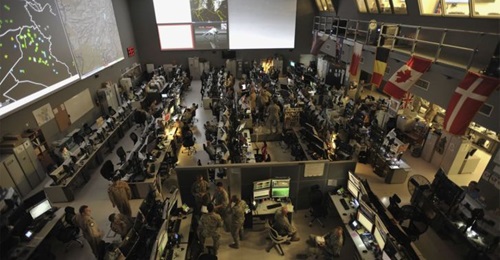 US and coalition forces at the Combined Air Operations Center (CAOC), Al Udeid Air Base, Qatar.