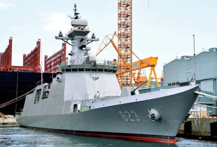 South Korean shipbuilder DSME launched the fifth of eight Daegu (FFX-II)-class frigates on order for the RoKN in a ceremony held on 3 May at the company’s Okpo shipyard on Geoje Island. (RoKN)