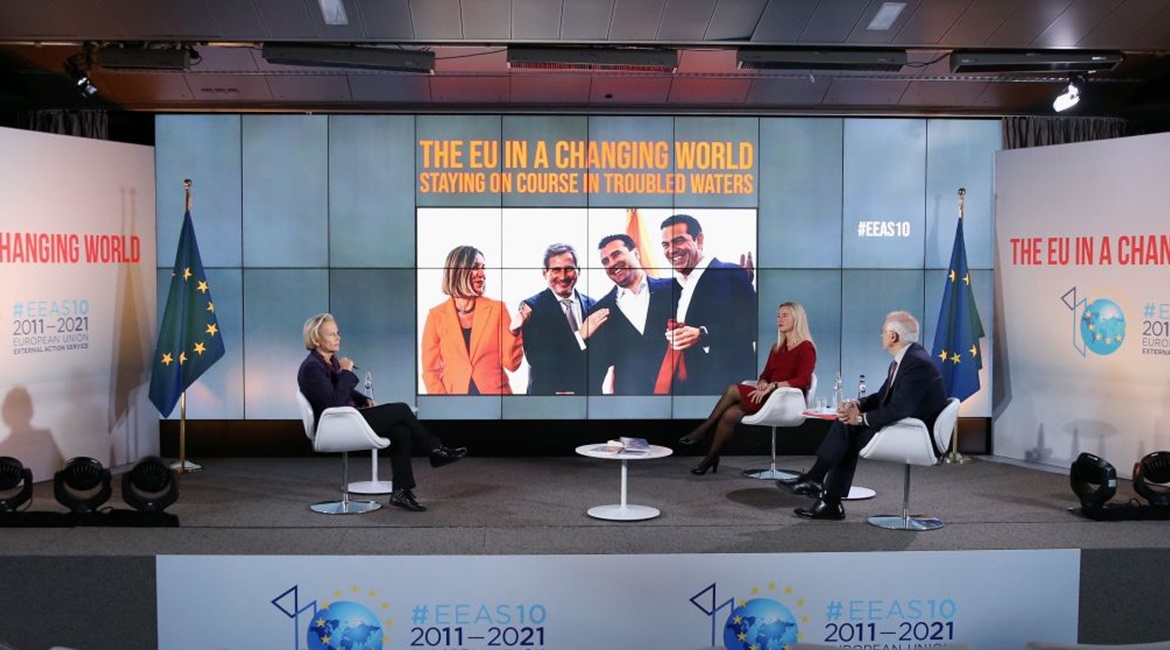 High Representative of EU for Foreign Affairs and Security Policy Josep Borrell (far right, seated) attends an event as part of the 10th anniversary of the European External Action Service (EEAS), in Brussels, Belgium, on 1 December 2020. An EEAS task ...