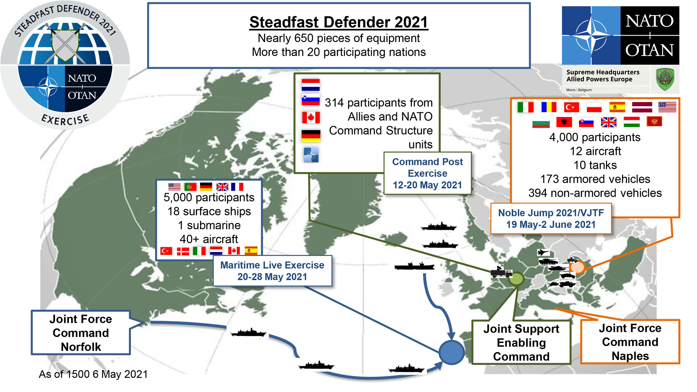 Exercise ‘Steadfast Defender 2021’ will test NATO's adapted command structure. (NATO)