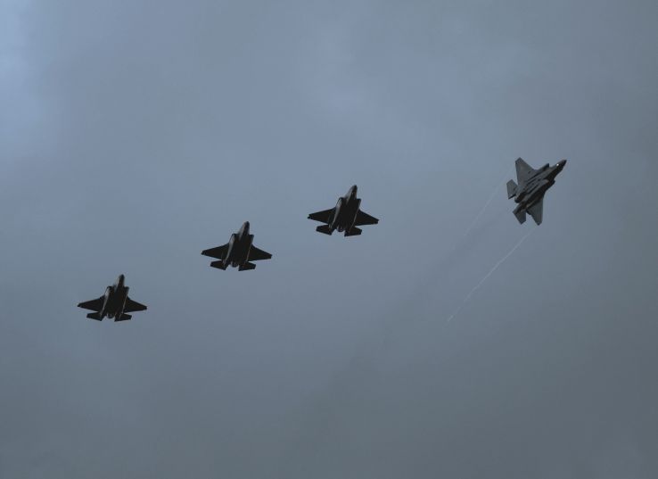 Four UASF F-35As arriving at Mont-de-Marsan Air Base, France. During their first non-air show deployment to France, the F-35s will participate in multiple events, including Exercise ‘Atlantic Trident 21’. (US Air Force)