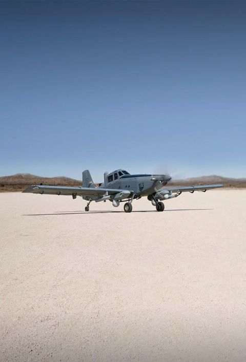 The AT-802U Sky Warden is the latest AT-802 crop duster-derived ISR and light attack aircraft that Air Tractor and L3Harris have developed for the market, following the earlier AT-802U and AT-802L Longsword. (L3Harris Technologies)