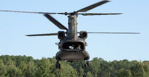 The standard Honeywell T55 engine that currently powers the Chinook puts out 5,000 shp for a combined 10,000 shp per helicopter. With the GE T408 fitted, the Chinook generates a combined 15,000 shp.