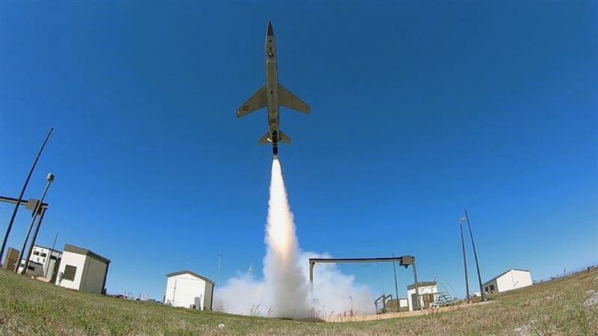The first test flight of the ACS-configured UTAP-22 occurred on 29 April. (AFRL)