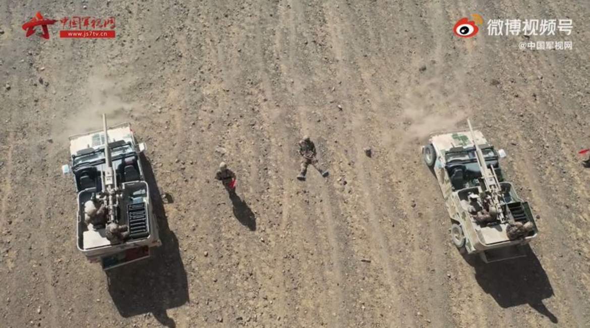 A screengrab from footage released by CCTV on 18 May showing that the PCP001 fire-support vehicle is now operated by the artillery brigade of a combined arms battalion in Xinjiang.