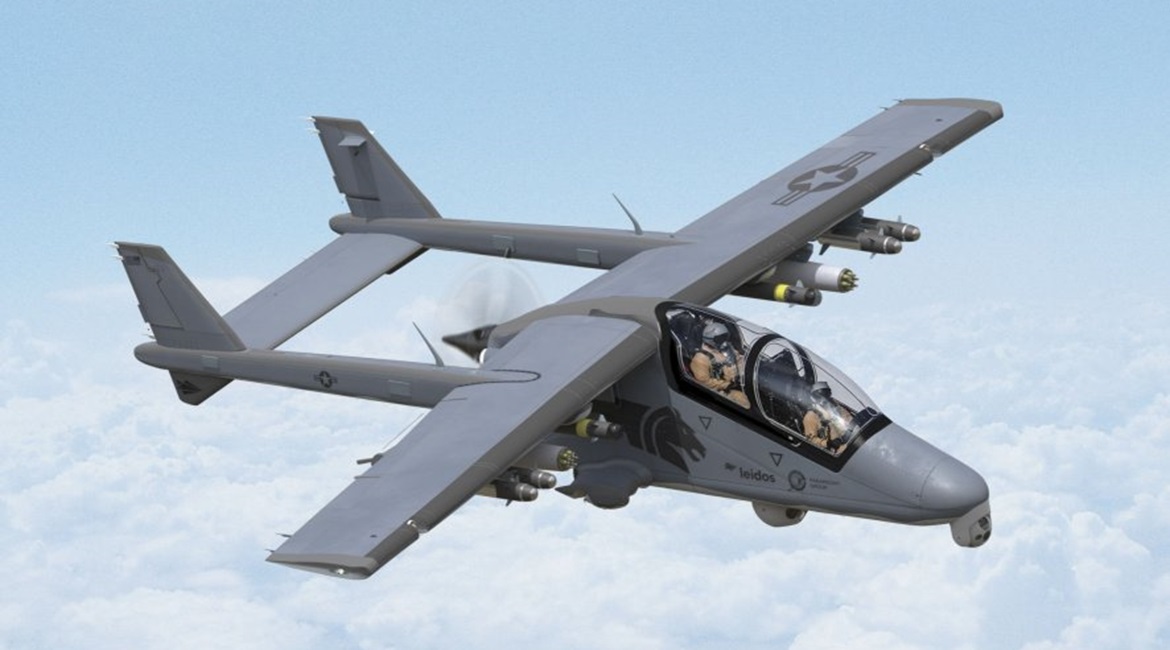 A concept drawing of the Paramount Group Bronco II, which is being pitched for the US SOCOM Armed Overwatch procurement. The Bronco II, offered by Leidos, is one of five finalists for the competition.