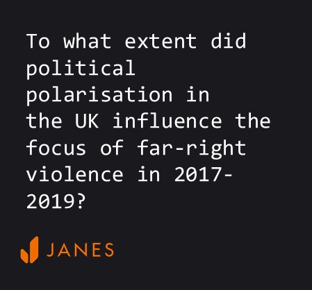To what extend did political polarisation in the UK influence the focus of far-right violence in 2017-2019?